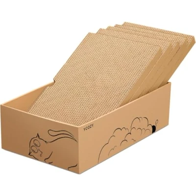 Imagen de Ycozy Rascador para Gatos 5PCS Caja Rascadora Carton Doble Cara Mueble Resistentes