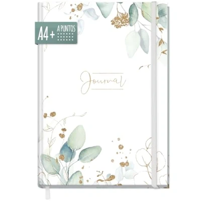 Imagen de Häfft Diario bullet journal con hoja de puntos A4 banda goma, página oro, 156 páginas, Trendstuff by Häfft, sostenible y respetuoso el medio ambiente