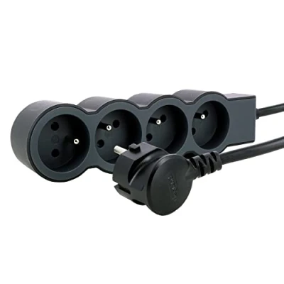 Imagen de LEGRAND Regleta de 4 Tomas Corriente con Tierra (3 m), Color Negro y Gris Oscuro