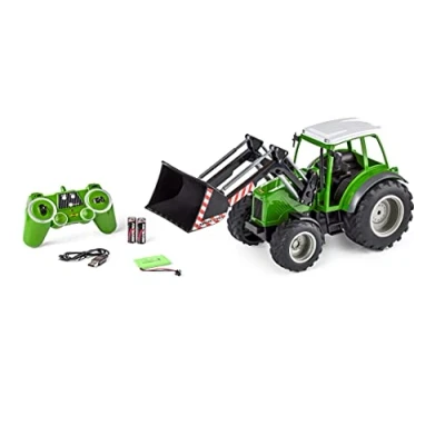 Imagen de Carson 500907347 Tractor RC con Cargador Frontal 1:16 vehículo teledirigido, agrícola para niños a Partir de 8 años, Apto Uso en Exteriores, Pilas y Mando Distancia incluidos