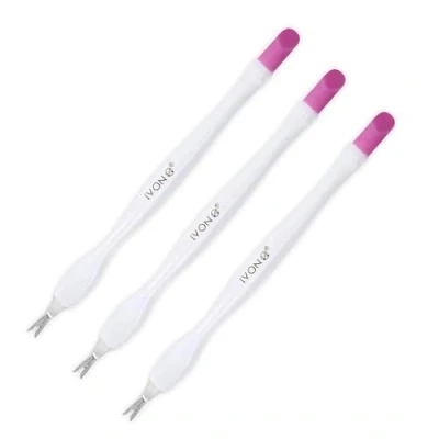 Imagen de IVON 3 Pack Nail Cuticle Trimmer Pusher Remover, Double End &amp; White Handle