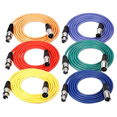 Imagen de NEEWER Pack de 6 cables audio 1 metro, XLR macho a hembra, micrófono color (verde, azul, morado, rojo, amarillo, naranja)