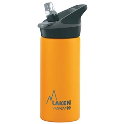 Imagen de Botella de Agua Térmica al Vacío Acero Inoxidable Doble Pared Laken (0,50L Amarillo) Tecnología 24 Horas Frío Ideal para Trabajo o Deporte Cierre Hermético y Uso Vertical