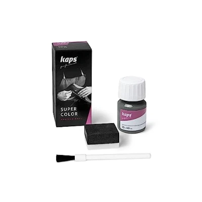 Imagen de Kaps Tinte para Zapatos y Bolsos de Cuero Textil con Esponja Brocha, Super Color, 70 Colores (115 gris oscuro)