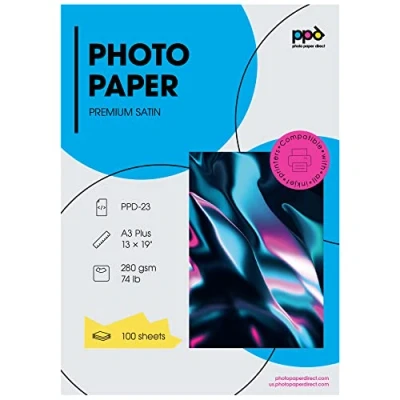 Imagen de PPD Inkjet A3 Plus x 100 Hojas de Papel Fotográfico Satinado Perlado 280 g/m² Calidad Profesional Secado Instantáneo Para Impresión Inyección Tinta 23
