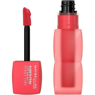Imagen de Maybelline New York, Super Stay Teddy Tint, Textura Suave e Intensidad de Color Modulable, 4 Formas Aplique, Ligero en los Labios, Hasta 12h duración, No Transfiere, Tono: July Forever 35