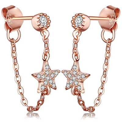 Imagen de Pendiente elegante de estrella plata ley 925 con circonitas cúbicas Infinite U. Pendientes en forma gota para mujer/niña.