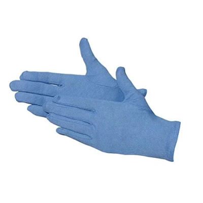 Imagen de Jah 3101 Guantes de algodón (12 pares, peso medio, talla 7), color azul