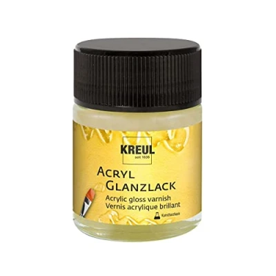 Imagen de KREUL 79405 Barniz acrílico Brillante a Base de Resina sintética, Frasco 50 ml, Transparente Brillante, Protector y Acabado para Pinturas Bien secas, Apto Interiores Exteriores