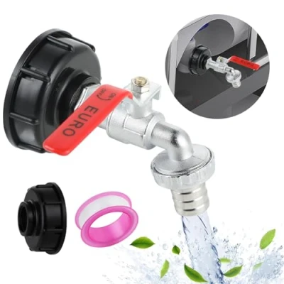 Imagen de Grifo de Drenaje IBC Accesorios para Deposito 1000 litros Tapa Adaptador Bola aleación 3/4 Pulgadas Adecuado recolección Agua Lluvia y Cisterna