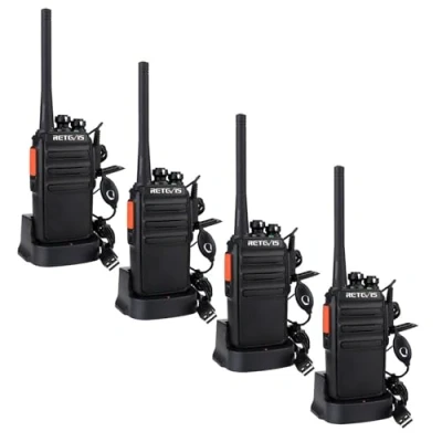 Imagen de Retevis RT24 Walkie Talkie, Profesional Talkies PMR446 sin Licencia,16 Canales CTCSS DCS, Talkie Recargable con Cargador USB y Auriculars (Negro,2 Pares)