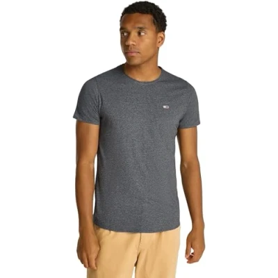Imagen de Tommy Jeans SLIM Jaspe NECK Camiseta básica, Hombre, Talla: 54, New charcoal