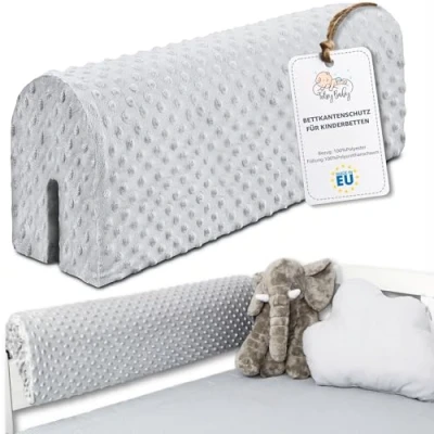 Imagen de Totsy Baby Chichoneras Cuna Parachoques cunas Bebe 50 cm Protector Anti caida y Golpe Espuma de Barrera Seguridad niños niñas para Cama Protection Valla Borde Infantil Gris Claro