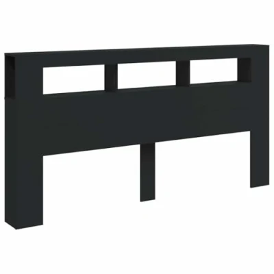 Imagen de vidaXL Cabecero con LED Madera de ingeniería Negro 200x18,5x103,5 cm