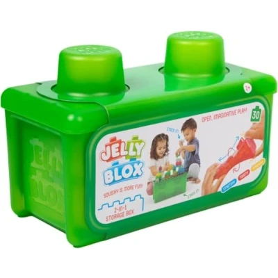 Imagen de JELLY BLOX Caja de Almacenamiento + 30 Bloques Construcción Táctiles Juego para Niños a Partir 2 años Experiencia Sensorial con Expansivos Embalaje Abierto