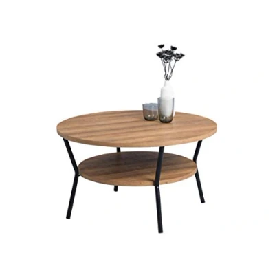 Imagen de HomeTrends4You Aurora Mesa de saln, Madera ingeniería, Roble marrón, Durchmesser 80cm, Höhe 45cm