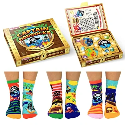 Imagen de United Oddsocks Paquete de 6 calcetines para niños Mix &amp; Match, novedosos 4 a años, talla UK 9 12 (EU 27 30), Capitán, One Size