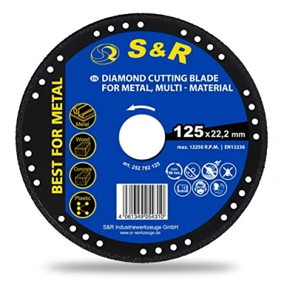 Imagen de S&amp;R Disco corte de Diamante 125 mm para Amoladora. Metal, Madera, Hierro, Plastico. Muela Universal