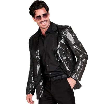 Imagen de WIDMANN MILANO PARTY FASHION Chaqueta de fiesta con lentejuelas para hombre, Disco Fever, traje chaqueta, Schlagermove