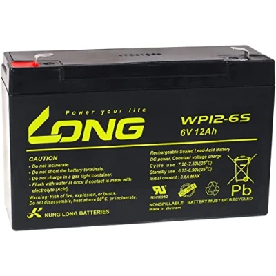 Imagen de Powery KungLong Batería de Reemplazo para Coche Niño Quad Infantil 6V 12Ah (Reemplaza también 10Ah)