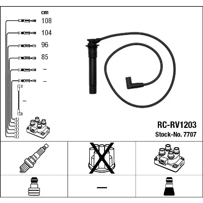 Imagen de NGK 7707 Juego de Cables Encendido 4 ROVER: 200 Hatchback, MG: MGF Cabrio