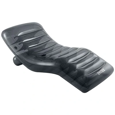 Imagen de Intex 56875 Cool Grey Lounge Colchoneta Hinchable, Flotador para Piscina, Capacidad 1 Persona, Peso Máximo Soportado 100 kg, Medidas 99 x 191 cm, con Porta Bebidas, Incluye Parche de Reparación