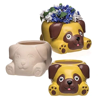 Imagen de Baker Ross Macetas de cerámica con forma carlino (Caja 2) Para decorar niños y regalar