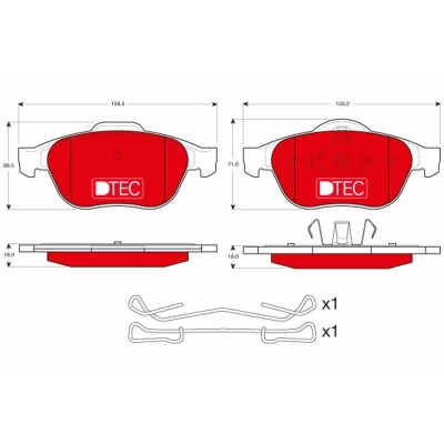 Imagen de TRW DTEC COTEC GDB1468DTE Juego de pastillas freno no preparado para indicador desgaste con accesorios RENAULT: Scénic 1, LAGUNA 2