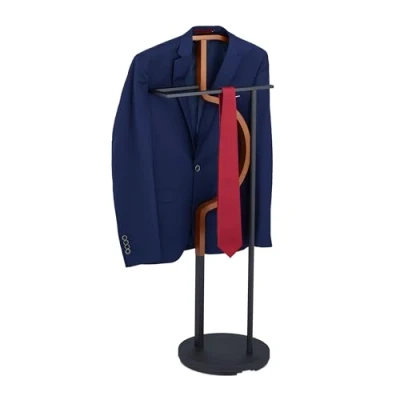Imagen de Relaxdays Valet Stand Galán de Noche para Colgar Chaqueta y Pantalón, 108 x 45 30 cm, MDF Acero, Mozo Perchero, Negro Marrón