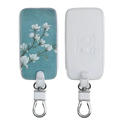 Imagen de kwmobile Funda Compatible con Renault Llave de Coche Smart Key 4 Botones (Solo Keyless Go) Cubierta Cuero sintético Case para Mando y Control Auto Magnolias