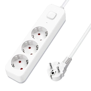 Imagen de Aigostar Regleta Enchufes, Alargador Enchufe de 3 Enchufes con Interruptor, Cable 1,5 Metros, Blanco