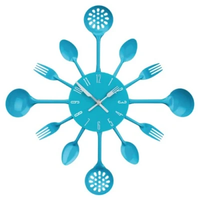 Imagen de Premier Housewares Reloj de pared, diseño cubiertos, color azul
