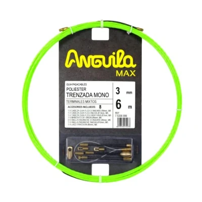 Imagen de Anguila Max 75330006 Guía pasacables Especial Tubos Estrechos Poliéster Trenzada Monofilamento 3mm 6 Metros y terminales Mixtos, Verde
