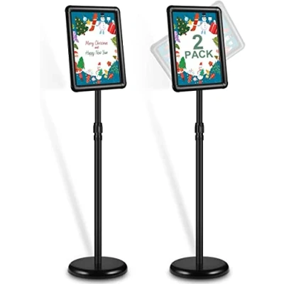 Imagen de RayLove 2 soportes de información, tamaño A4, soporte para carteles, portacarteles aluminio, ángulo y altura ajustable, marco dibujo boda, pantalla eventos empresariales (negro)