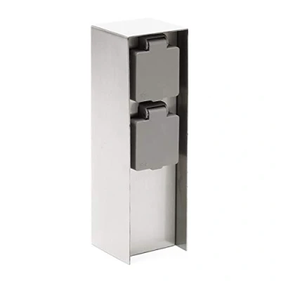 Imagen de WilTec Columna con 2 enchufes para Exterior de Acero Inoxidable 230V, Toma Corriente jardín, IP44, Redonda