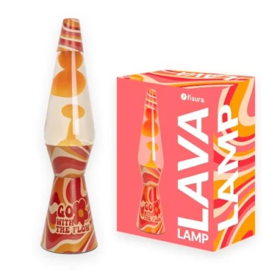 Imagen de Fisura Lámpara de lava “go with the flow. Base multicolor, naranja. retro con bombilla repuesto. 11,5 cm x 40 cm.
