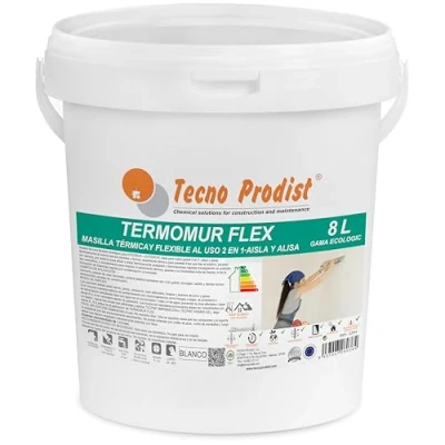 Imagen de TERMOMUR FLEX de Tecno Prodist (8 Litros) Masilla en pasta lista al uso, alisado y aislamiento térmico mismo tiempo, interior o exterior, cubregotelé, gran adherencia sobre pinturas, azulejos, etc