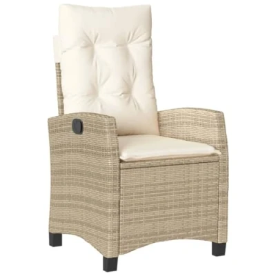 Imagen de vidaXL Silla de jardín reclinable con Cojines ratán sintético Beige