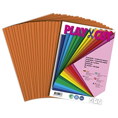 Imagen de PLAY CUT, Papel de color, A4, 130 g/m2, mandarina, 20 hojas, color liso