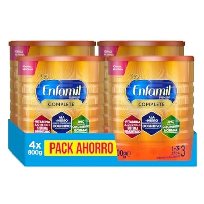Imagen de Enfamil Premium Complete 3 Leche Infantil 4x800gr de Continuacion para Lactantes Niños 1 a Años