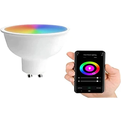 Imagen de Levitantes bombilla inteligente GU10, compatible con Alexa y Google Home, 6.5 W 555 LM, WIFI bluetooth, multicolor regulable RGB+2700K 6500K luz cálida natural + RGB