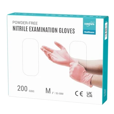 Imagen de EUROPAPA® EN455 EN374 200 Guantes De Nitrilo Desechables, Sin Polvo, LÁTex, Desechables Disponibles En Las Tallas S, M, L Y XL (M, Rosa)