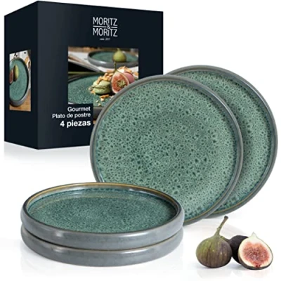 Imagen de Moritz &amp; 4x Vajillas Completas 21,5 cm Juego de Platos para 4 Personas gres como Plato postre, tarta, desayuno Vajilla Completa Servir