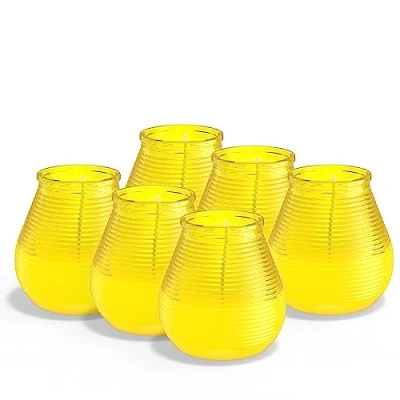 Imagen de BOLSIUS Citronela Vela de patio Exterior Perfumada Amarillo 40 horas combustión Paquete 6