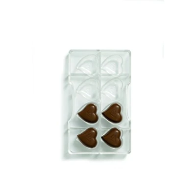 Imagen de DECORA, 0050076 Molde para Chocolate en Forma de Corazón, Policarbonato, 8 Cavidades 39,7 X 39,2 mm, Ideal Chocolates Brillantes y Crujientes, Empuñadura Ergonómica Patentada, Made in Italy