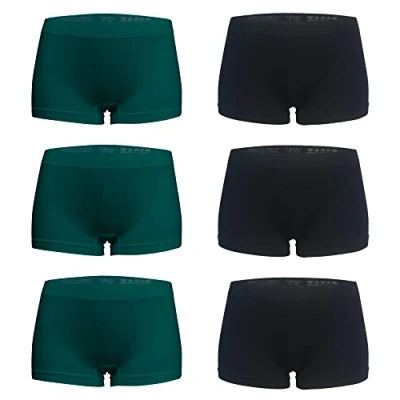 Imagen de Libella Paquete de 6 Culotte Bragas Boxer Mujer Short Microfibra Sin Costuras 3908 BDGR L/XL