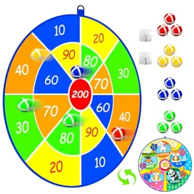 Imagen de Lbsel Tablero de Dardos para niños con 12 Bolas Adhesivas,Juego Mesa,Juegos al Aire Libre ninos,Seguro y clásico Regalo Juguete niñas 3 años más(25.5in/65cm)