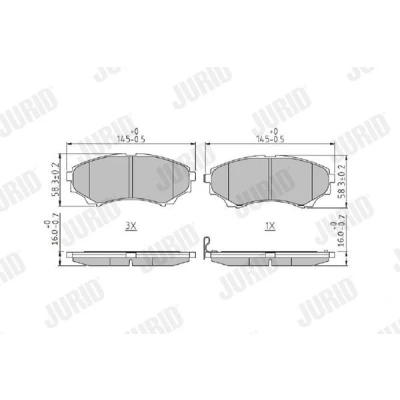 Imagen de JURID 572572J Juego de pastillas freno con avisador acústico desgaste sin accesorios FORD: Ranger Mk2, MAZDA: BT 50 Pick up, Serie B up