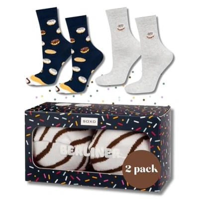 Imagen de soxo Postre Calcetines Mujer Divertidos Algodon Socks Regalos Originales Regalo Para Ella 35 40 Berliner 2 Pares
