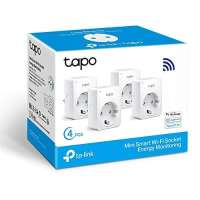 Imagen de TP Link Tapo P110(4 Pack) Mini Enchufe Inteligente Wi Fi (con Monitoreo Energético),Programar el Encendido/Apagado, Ahorro Energía, Compatible con Alexa y Google Home